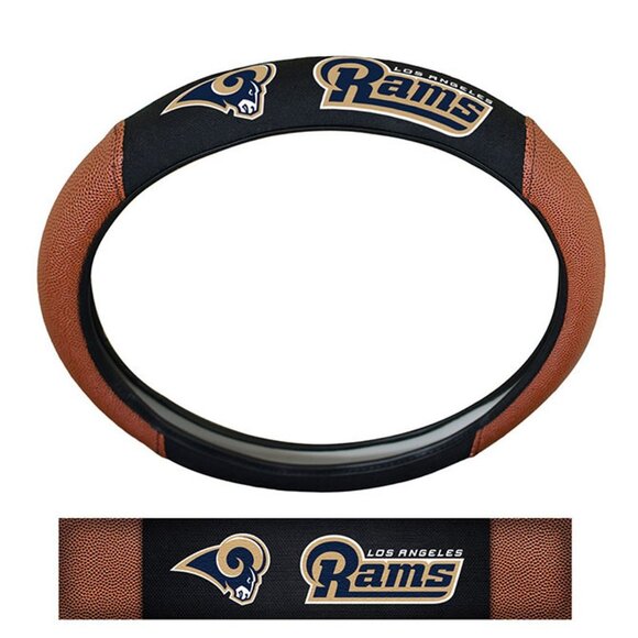 NFL Los Angeles Rams Embroidered Pigskin Steering Wheel Cover by Fanmats - Picture 1 of 1